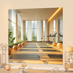 Hasipu Home Gym Mirror, 83"x40" Each, 1-Pack Frameless Wall Mounted Mirrors with Glass Clamps & 1 Aluminum Rail, Large Body Mirror for Home Gym, Yoga Studio, Bedroom, Silver Tempered Glass