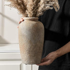 Emotionally Grounded Vase, Vaseking Large Ceramic Rustic Vase, 11 inch Minimalist Decorative Farmhouse Tall Vases for Home Decor, Living Room, Enterway, Table Decoration, Brown