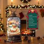 Christmas Snow Globe Lantern Water Glittering Snowman & Train with Music & Timer, USB Lined/Battery Operated Lighted Lantern for Christmas Festival Decoration Gifts