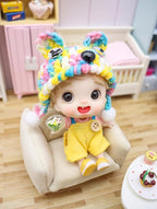 Cute BJD Blind Box,2 Random Poseable Dolls with Handmade Outfits & Crochet Hats,Birthday Gift for Girls,Surprise Mystery Box-Puff Bear Series