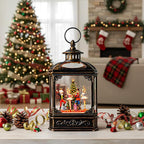 Christmas Snow Globe Lantern Water Glittering Nutcracker Ballet Stage with Music & Timer, USB Lined/Battery Operated Lighted Lantern for Christmas Festival Decoration Gifts