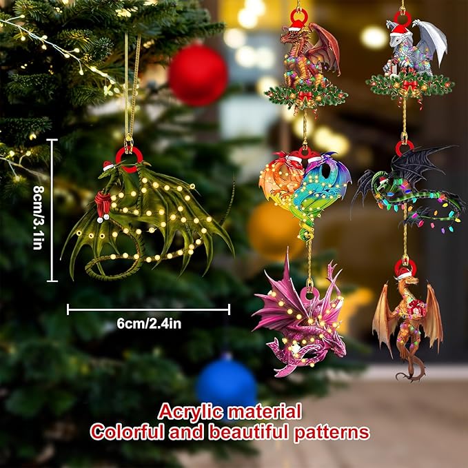 Gytera 2025 Dragon Ornaments for Christmas Tree- Dragon Hanging Acrylic Christmas Decorative Hanging Ornaments