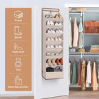 STORAGE MANIAC Over the Door Shoe Organizer Heavy-Duty Large Deep Pocket Hanging Shoe Organizer Shoe Rack Door Closet Shoe Organizer for Wall, Dorm & Narrow Door Storage Shoe Holder Oat Beige, 2 Pack