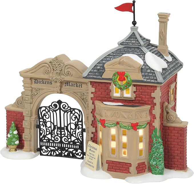 Department 56 Dickens Village Market Gate Lit Building, 6.22 Inch, Multicolor