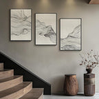 Large Framed Neutral Modern Abstract Wall Art, 3 Piece Black and Beige Canvas Prints Paintings Artwork for Walls, Minimalist Line Pictures for Living Room Hallway Office Wall Decor -Total 30x60 Inch