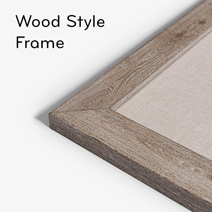 U Brands Linen Bulletin Board, 48" x 72", Rustic Wood Style Frame, Industrial Grade Pinning Surface