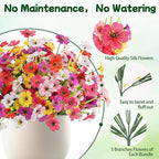 MACTING 24 Bundles Artificial Flowers for Outdoors UV Resistant Fake Flowers Faux Plastic Plants No Fade for Planters Window Patio Porch Home Garden Indoor Outside Spring Decorations(Mix Color-1)