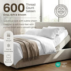 California Design Den Split King Sheet Set - 100% Cotton, 600 Thread Count, Breathable Luxury King Size Sheets for Adjustable Bed, Luxury Hotel-Quality Sheets, Soft Sateen (Sage Green - Cool Tone)