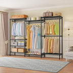 VIPEK V5 Plus Large Portable Closet Rack Freestanding Wardrobe Closet, Multi-Functional Clothes Rack Heavy Duty Metal Clothing Rack for Hanging Clothes, 85.4" L x 15.7" W x 76.4" H, Black