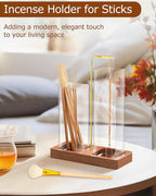 2 in 1 Incense Holder with 7.8" & 5.9" Glass Jars, Large Incense Holder for Sticks, Upside Down Incense Burner with Ash Catcher & Storage for Meditation Yoga Spa Home Decor - 20 Incense Sticks & Brush