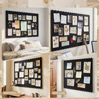 Yookeer Large Scalloped Felt Bulletin Board 36'' x 24'' Cork Board Alternative for Office Wall Decor 6 Pack with 25 Safe Removable Adhesive Tabs Push Pin, Felt Pin Boards for Home Office(Black)