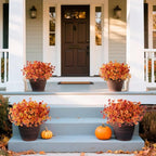 Artificial Fall Flowers for Outdoor, 12 Bundles 4 Colors Faux Mums Fake Fall Plants for Decoration, UV Resistant No Fade Silk Plastic Flower for Autumn Porch Patio Planters Windowbox Yard Garden