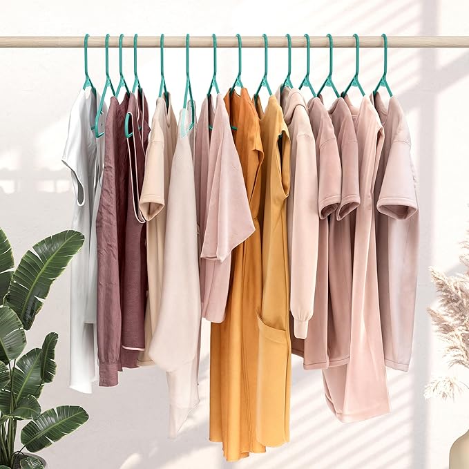 Plastic Hangers 50 Pack Aqua - Clothes Hangers - Makes The Perfect Coat Hanger and General Space Saving Clothes Hangers for Closet - Percheros Ganchos para Colgar Ropa Hangars