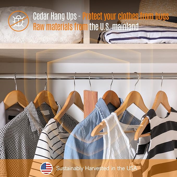 ACMETOP 20 Pack Cedar Hang Ups,100% Natural Rectangular Cedar Blocks for Clothes Storage