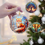 Fox Stained Glass Ornament - Christmas Tree Decor, Fox Ornaments for Christmas Tree, Gift Exchange