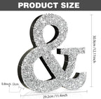 Qunclay 12'' Silver Crystal Diamond Bling Letters Crushed Diamond Decoration Wooden Glitter Letter with Screw and Hooks Rhinestone Gift for Wedding Y2k Mcbling Bedroom Wall Decor (Symbol)