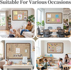 Bulletin Board, 48 x 36 inches Decorative Felt Board Foldable Photo Board Pin Boards, Cork Board Alternative for Walls, Office, Home, Classroom with Pushpins ＆ Small Storage Bag, Brown