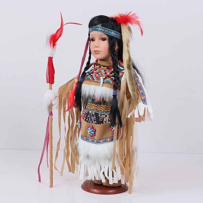 KINNEX COLLECTIONS SINCE 1997 16" Collectible Native American Indian Porcelain Doll (D16772)