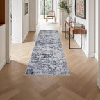 2'x6' Runner Rug Washable Rug: Modern Abstract Soft Thin Runner Rug Grey