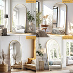 Dewfig Arched Full Length Mirror, 71"*30" Large Floor Mirrors, Full Body Mirror for Leaning or Hanging, Standing Mirrors for Bedroom, Living Room,Dressing Room, Aluminum Alloy Frame, Gold