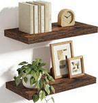 Vivelove 10 Inch Deep Floating Shelves 16 inch Long, 16 x 10 Wide Wall Shelves with Invisible Brackets, for Bedroom Bathroom Living Room Kitchen Office, Farmhouse Home Decor, Set of 2, Rustic Brown