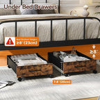Under Bed Storage with Wheels, Wooden Under Bed Drawers On Wheels, Rolling Under Bed Shoe Storage, Space Saving, Rustic Brown,30L