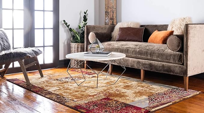 Unique Loom Barista Collection Area Rug - Arusha (9' x 12' Rectangle, Beige/ Black)