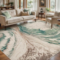Ciicool Abstract Swirl Area Rug Indoor, 5x7 Washable Entryway Rug, Modern Soft Throw Entry Rug with Non-Slip Backing for Bedroom Living Room Entrance Kitchen, Low-Pile Floor Carpet Doormat Green