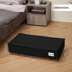 Under Bed Storage with Wheels, Rolling Under Bed Storage Containers with Label Holders for Clothes, Shoes and Blankets, Underbed Shoe Organizer with Cover, 2 Pack Black (30.71x15.7x7.28 in)