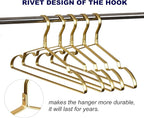 Amber Home 20 Pack Premium Matte Gold Aluminum Coat Hangers, 16.5” Extra Smooth & Durable Metal Shirt Dress Hanger, Light & Sturdy Metal Rack for Jacket Trouser Pant Slack