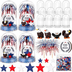Sotiff 12 Sets 4th of July Craft Red Blue White 250th Anniversary DIY Craft Bald Eagle Firework Picks Patriotic Flower Wreath Ornaments Heart Stars for Independence Day Patriotic Party Favors