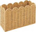 Paper Rope Magazine Holder for Floor with Scalloped Edge, Tall Narrow Wicker Magazine Basket – Book Basket, File Holder & Mail Basket for Living Room, Office & Bedroom