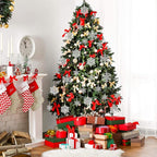 Whaline 40Pcs Silver Glitter Snowflake Winter Snowflake Ornaments Christmas Hanging Decorations with 197 Inches Silver Rope for Wedding Birthday Home Xmas Tree Window Door Accessories