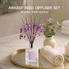Airkeep Reed Diffuser Set,3.38 fl oz (100 ml) - Lavender Garden Oil Diffusers with 8 Reed Sticks, Home Fragrance Reed Diffuser for Bathroom Shelf Decor