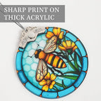 2025 Christmas Ornaments, Christmas Tree Ornaments Acrylic, Faux Stained Glass Effect White Elephant Gifts Exchange, Unique Suncatcher Xmas Stocking Stuffers for Women, Men (Bee)