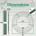5-Pack 10 Inch Wire Wreath Frame – Round Metal Wreath Form with Ring Design for DIY Crafts, Floral Projects, and Home Decor – Dark Green Wire Frame for Christmas Holiday & Weddings