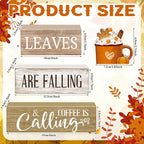 Lineshading 4 Pcs Fall Coffee Table Decorations Fall Decor for Home Thanksgiving Tiered Tray Decor Rustic Wooden Hot Cocoa Cup Pumpkin Latte Block Sign for Autumn Harvest Party Coffee Bar Kitchen
