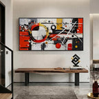 Large Framed Abstract Wall Art for Living Room, Black and White Gold Horizontal Canvas Prints Piantings Artwork for Walls, Red and Black Modern Pictures Wall Decor for Bedroom Office Entryway 30x60 In