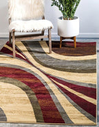 Unique Loom Barista Collection Area Rug - Ngada (7' 1" x 10' Rectangle, Beige/Red)