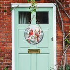 Harooni Winter Welcome Sign for Front Door, Cardinal Bird Wood Door Hanger for Outdoor Outside Porch, Christmas Cardinal Round Hanging Signs Holiday Decorations for Home Wall Porch Yard Farmhouse