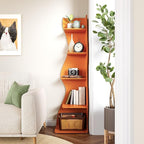 LITTLE TREE Small Corner Shelf, Modern 5-Tier Wall Corner Bookshelf, Stylish Bookcase Storage Rack for Small Space, Living Room, Bedroom