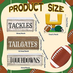 Lineshading 4 Pcs Football Table Decorations Football Tiered Tray Decor Sport Game Centerpiece Sign Decorative Rugby Stack Block Gift for Fans Club Tailgate Birthday Party Table Shelf Fireplace Decor