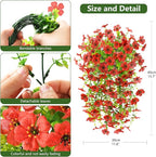 Homsunny Artificial Fake Hanging Flowers Plants for Outdoor Spring Decorations, 2 PCS Faux Daisy Silk Flower Outside No Fade UV Resistant Realistic Home Decor for Porch Patio Window Box (Red