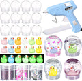 12 Sets DIY Duck Snow Globe Kit for Kids, 12 Globe Bottles, Glow in The Dark Duck Figurines, Glitter Sequins & Mini Hot Glue Gun, Summer Fun Craft Activity Set, Birthday Party Favor Gift