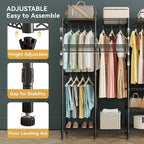 H5 Extra Large Wire Garment Rack, Heavy Duty Clothes Rack, Freestanding Clothing Rack for Hanging Clothes, Wardrobe Closet with Adjustable Shelf, 93.3" Wx15.7 Dx75.4 H, Black, Load 1400 lbs