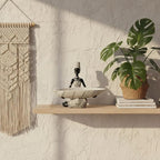 Lescafita African Woman Resin Tray Figurine, White Leaf Decorative Bowl Sculpture, Boho Tribal Art Statue for Jewelry Storage and Home Decor