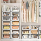 Neprock Stackable Plastic Storage Drawers for Closet Organizers and Storage,4 Pack Open Storage Bins Closet Shelf Clothes Organizer for Closet Wardrobe(4L)