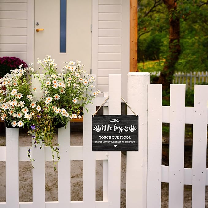 Wall Pediments Shoes Off Sign - Please Take Your Shoes Off, Front Door Welcome Sign (Black)