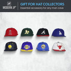 Modern JP Adhesive Hat Hooks for Wall (8-Pack) - Hat Rack for Baseball Caps, Minimalist Hat Display, Strong Hold Hat Hangers for Wall - USA Patented, White