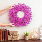 26 Inch Spring Wreaths for Front Door Large Easter Valentines Forsythia Floral Summer Spring Door Wreaths Outdoor All Season Spring Decor for Home Porch Room Window Wall Farmhouse Decor(Rose red)